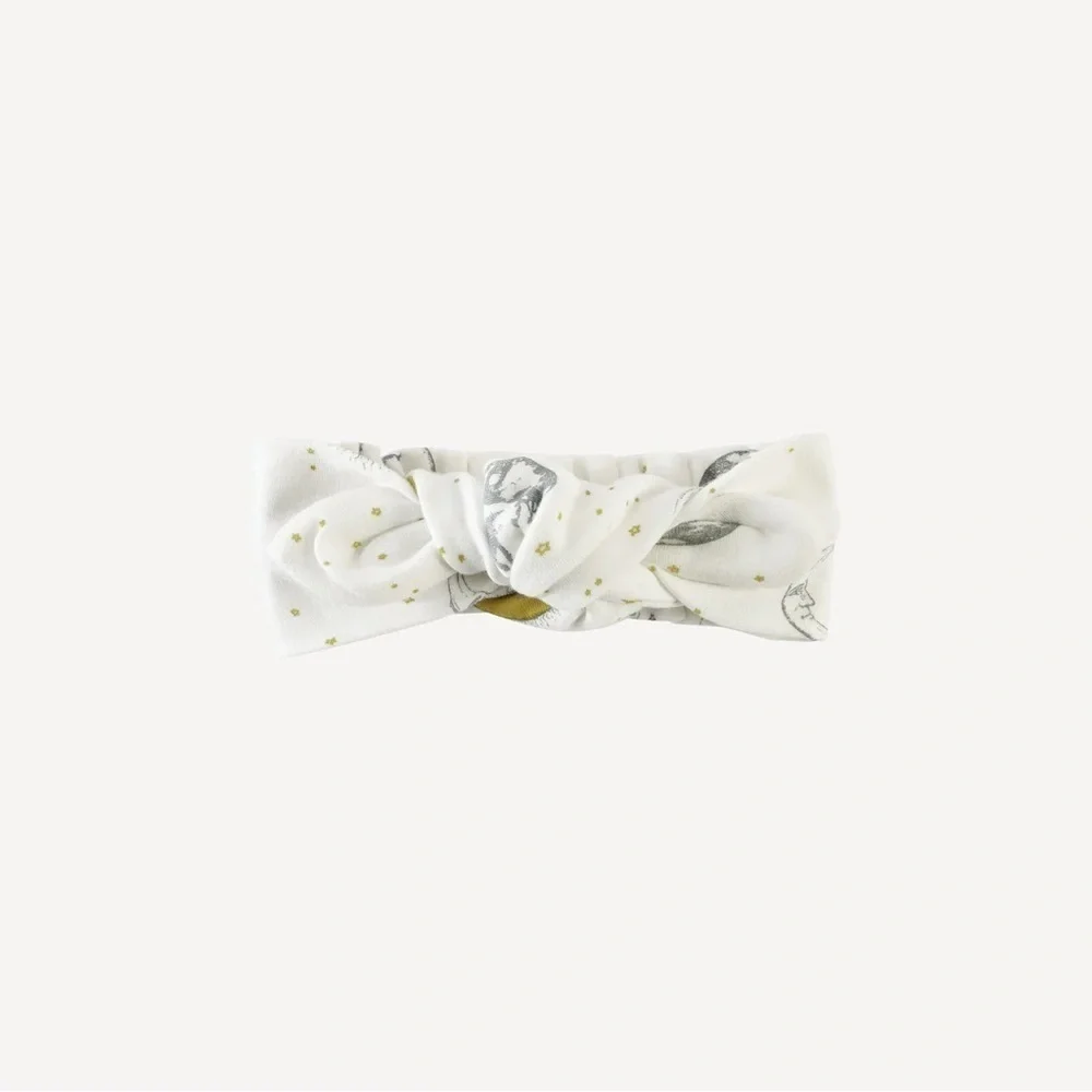 Kate Quinn knot top elastic headband | sun & moon night sky | organic cotton - L